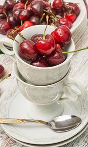 Preview wallpaper cups, cherries, red, ripe