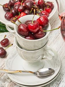 Preview wallpaper cups, cherries, red, ripe