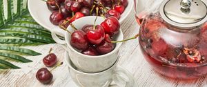 Preview wallpaper cups, cherries, red, ripe