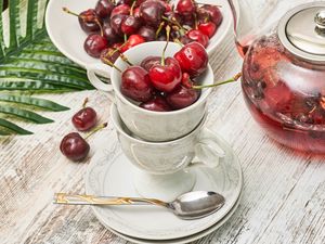 Preview wallpaper cups, cherries, red, ripe