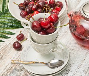 Preview wallpaper cups, cherries, red, ripe