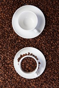 Preview wallpaper cups, coffee beans, coffee, brown, white