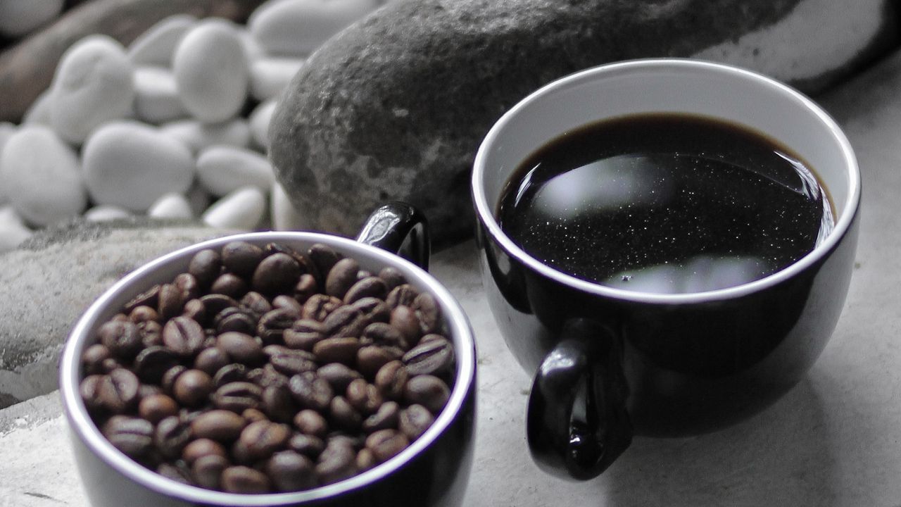 Wallpaper cups, coffee, coffee beans, drink