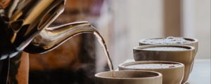 Preview wallpaper cups, kettle, tea, steam, drink