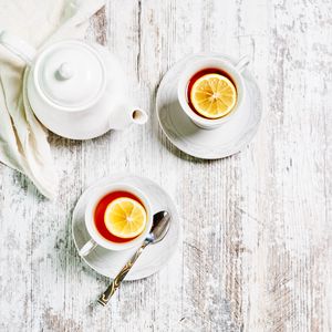 Preview wallpaper cups, kettle, tea, lemon, drink