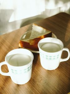 Preview wallpaper cups, milk, bread, white