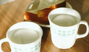 Preview wallpaper cups, milk, bread, white