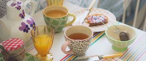 Preview wallpaper cups, tea, breakfast, tea party