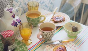 Preview wallpaper cups, tea, breakfast, tea party