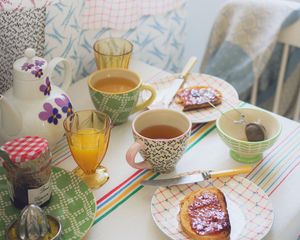 Preview wallpaper cups, tea, breakfast, tea party