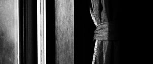 Preview wallpaper curtain, wall, bw, dark