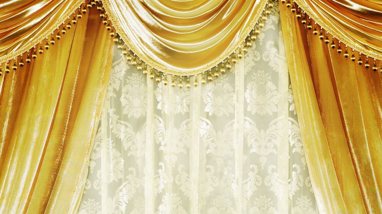 Wallpaper curtains, gold, velvet curtains, damask