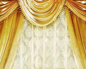 Preview wallpaper curtains, gold, velvet curtains, damask