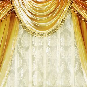 Preview wallpaper curtains, gold, velvet curtains, damask