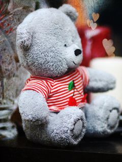 Download wallpaper 240x320 cute, teddy bear, candles, hearts, teddy, love  old mobile, cell phone, smartphone hd background