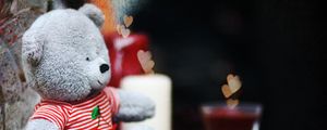 Preview wallpaper cute, teddy bear, candles, hearts, teddy, love