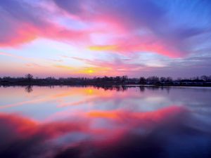 Preview wallpaper cuxhaven, germany, lake, sunset