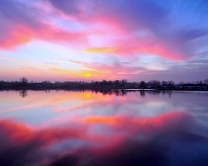 Preview wallpaper cuxhaven, germany, lake, sunset