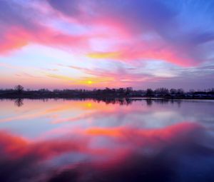 Preview wallpaper cuxhaven, germany, lake, sunset