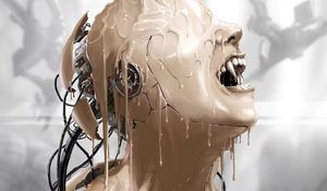 Preview wallpaper cyborg, paint, robot, vampire, fangs