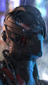Preview wallpaper cyborg, robot, future, rain