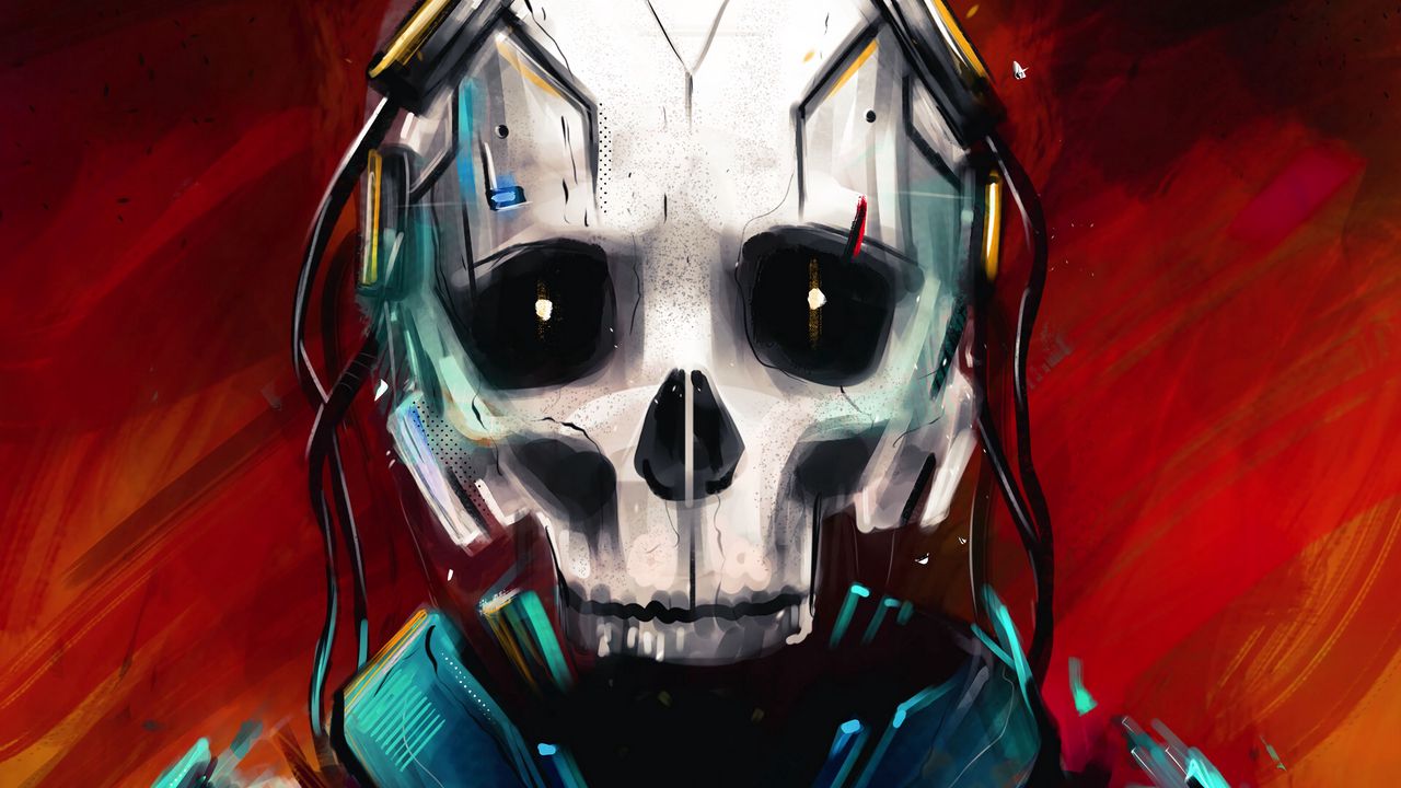 Wallpaper cyborg, skull, skeleton, art