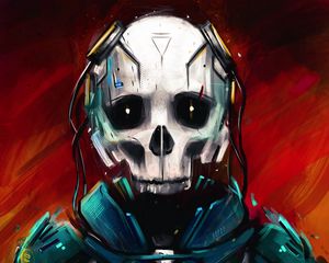 Preview wallpaper cyborg, skull, skeleton, art