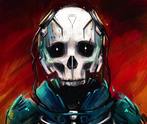 Preview wallpaper cyborg, skull, skeleton, art