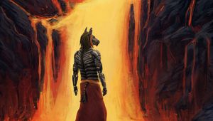 Preview wallpaper cyborg, zebra, lava, art