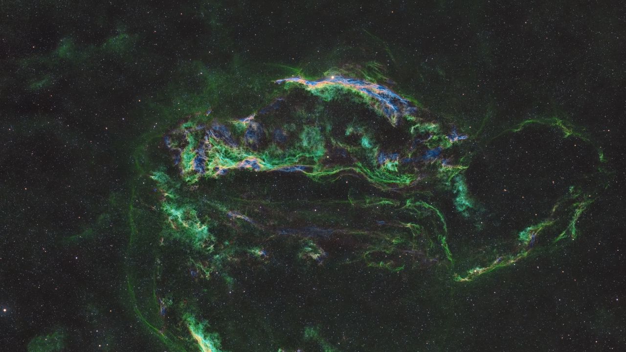 Wallpaper cygnus loop, nebula, stars, space, green