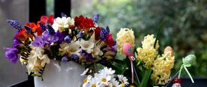 Preview wallpaper daisies, hyacinths, muscari, freesia, flowers, bouquets, beauty