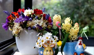 Preview wallpaper daisies, hyacinths, muscari, freesia, flowers, bouquets, beauty