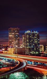 Preview wallpaper dallas, usa, night city, buildings, bridge