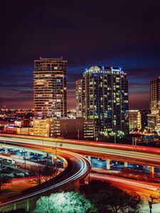 Preview wallpaper dallas, usa, night city, buildings, bridge