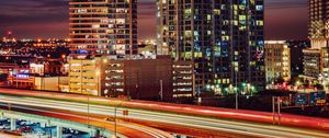 Preview wallpaper dallas, usa, night city, buildings, bridge