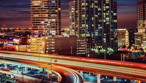 Preview wallpaper dallas, usa, night city, buildings, bridge