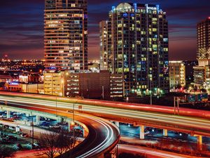 Preview wallpaper dallas, usa, night city, buildings, bridge