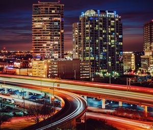 Preview wallpaper dallas, usa, night city, buildings, bridge