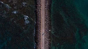 Preview wallpaper dam, pathway, aerial view, water, embankment