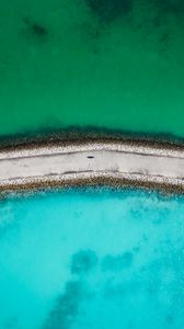 Preview wallpaper dam, road, sea, water, aerial view