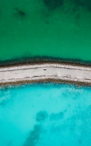 Preview wallpaper dam, road, sea, water, aerial view