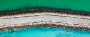 Preview wallpaper dam, road, sea, water, aerial view