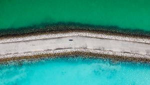 Preview wallpaper dam, road, sea, water, aerial view