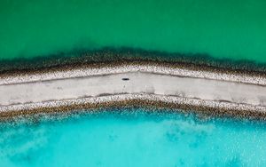 Preview wallpaper dam, road, sea, water, aerial view