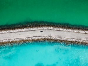 Preview wallpaper dam, road, sea, water, aerial view