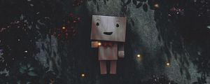 Preview wallpaper danbo, cardboard robot, branches, leaves