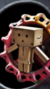 Preview wallpaper danbo, cardboard robot, construction, painted