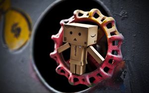 Preview wallpaper danbo, cardboard robot, construction, painted