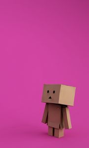 Preview wallpaper danboard, cardboard robot, background, pink