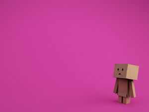 Preview wallpaper danboard, cardboard robot, background, pink
